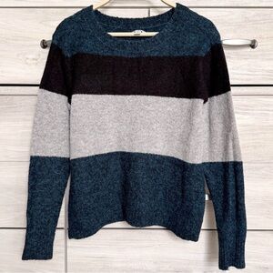 American Eagle Colorblock Sweater Blue Grey & Black Size xs